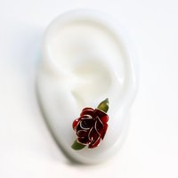 Handmade Wire Resin Rose Stud Earrings, June Birth Flower Accessories, Peony Flower Earrings