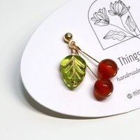 Handmade Red Cherry Fruit Earrings - Unique Agate Natural Gemstone & Czech Bead Jewelry for Holiday Outfits