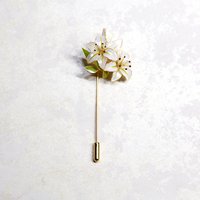 Handmade Lily Flower Brooch Pin, Delicate Floral Lapel Accessory for Suits & Sweaters, Elegant Jewelry Gift