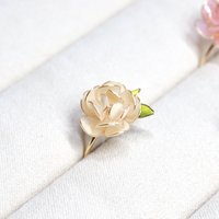 Handmade Adjustable Rose/Peony Flower Ring, Wire Resin Floral Statement Ring, One Size Fits Most
