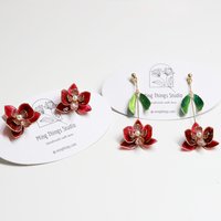 Handmade Orchid Floral Resin Earrings, Elegant Butterfly Orchid Phalaenopsis Stud/Dangle Earrings, Botanical Jewelry, Clip-On Available