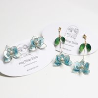 Handmade Orchid Floral Resin Earrings, Elegant Butterfly Orchid Phalaenopsis Stud/Dangle Earrings, Botanical Jewelry, Clip-On Available