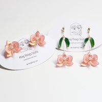 Handmade Orchid Floral Resin Earrings, Elegant Butterfly Orchid Phalaenopsis Stud/Dangle Earrings, Botanical Jewelry, Clip-On Available
