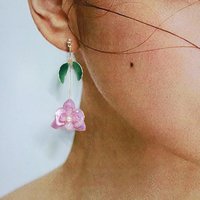 Handmade Orchid Floral Resin Earrings, Elegant Butterfly Orchid Phalaenopsis Stud/Dangle Earrings, Botanical Jewelry, Clip-On Available