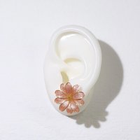 Handmade Daisy Blossom Sparkling Stud Earrings and Adjustable Rings. Elegant Crushed Diamond Jewelry. April Birth Flower. Clip-on Available.