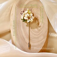 Handmade Lily Flower Brooch Pin, Delicate Floral Lapel Accessory for Suits & Sweaters, Elegant Jewelry Gift, Pearl White Enamel Wedding Pin