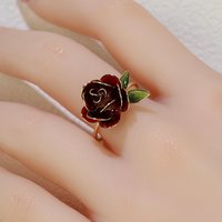 Handmade Rose/Peony Flower Adjustable Ring & Earrings