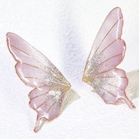 Handmade Ethreal Butterfly Wing Stud Earrings, Fairycore Glitter Resin Fairy Wings, Delicate Lightweight Jewelry Gift