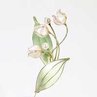 Handmade Lily of the Valley Brooch Pin, Resin Floral Art Lapel Pin, Botanical Gift