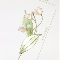 Handmade Lily of the Valley Brooch Pin, Resin Floral Art Lapel Pin, Botanical Gift