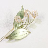 Handmade Lily of the Valley Brooch Pin, Resin Floral Art Lapel Pin, Botanical Gift