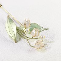 Handmade Lily of the Valley Brooch Pin, Resin Floral Art Lapel Pin, Botanical Gift