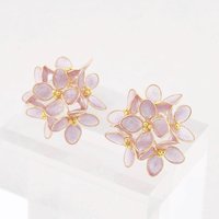 Handmade Hydrangea Flowers Earrings and Adjustable Rings, Romatic Floral Jewelry, Delicate Botanical Studs Gift, Hypoallergenic, Clip On