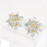 Handmade Hydrangea Flowers Earrings and Adjustable Rings, Romatic Floral Jewelry, Delicate Botanical Studs Gift, Hypoallergenic, Clip On