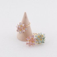 Handmade Hydrangea Flowers Earrings and Adjustable Rings, Romatic Floral Jewelry, Delicate Botanical Studs Gift, Hypoallergenic, Clip On