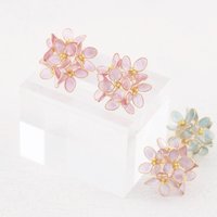 Handmade Hydrangea Flowers Earrings and Adjustable Rings, Romatic Floral Jewelry, Delicate Botanical Studs Gift, Hypoallergenic, Clip On