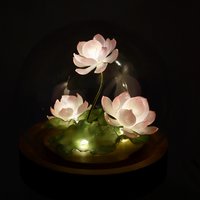 Handmade Mini Lotus Flower Pond Ambience Night Light Rechargeable Lamp