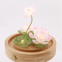 Handmade Mini Lotus Flower Pond Ambience Night Light Rechargeable Lamp