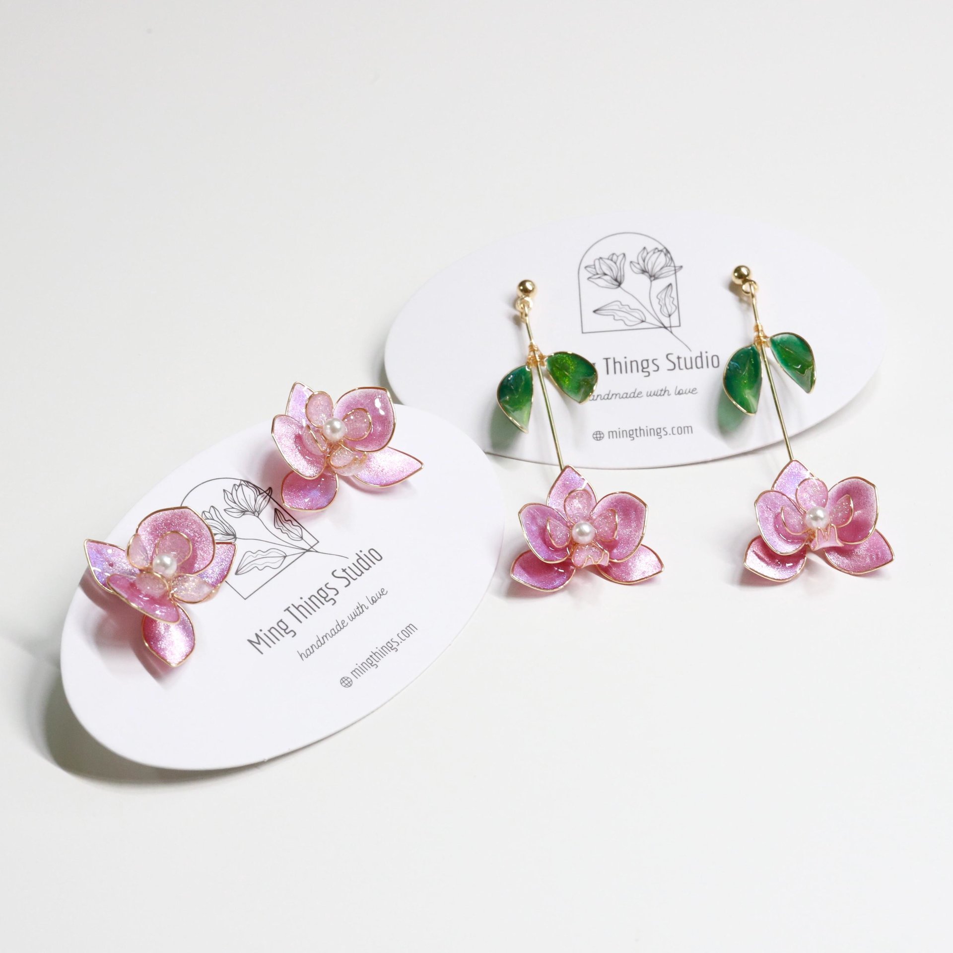 Handmade Orchid Floral Resin Earrings, Elegant Butterfly Orchid Phalaenopsis Stud/Dangle Earrings, Botanical Jewelry, Clip-On Available