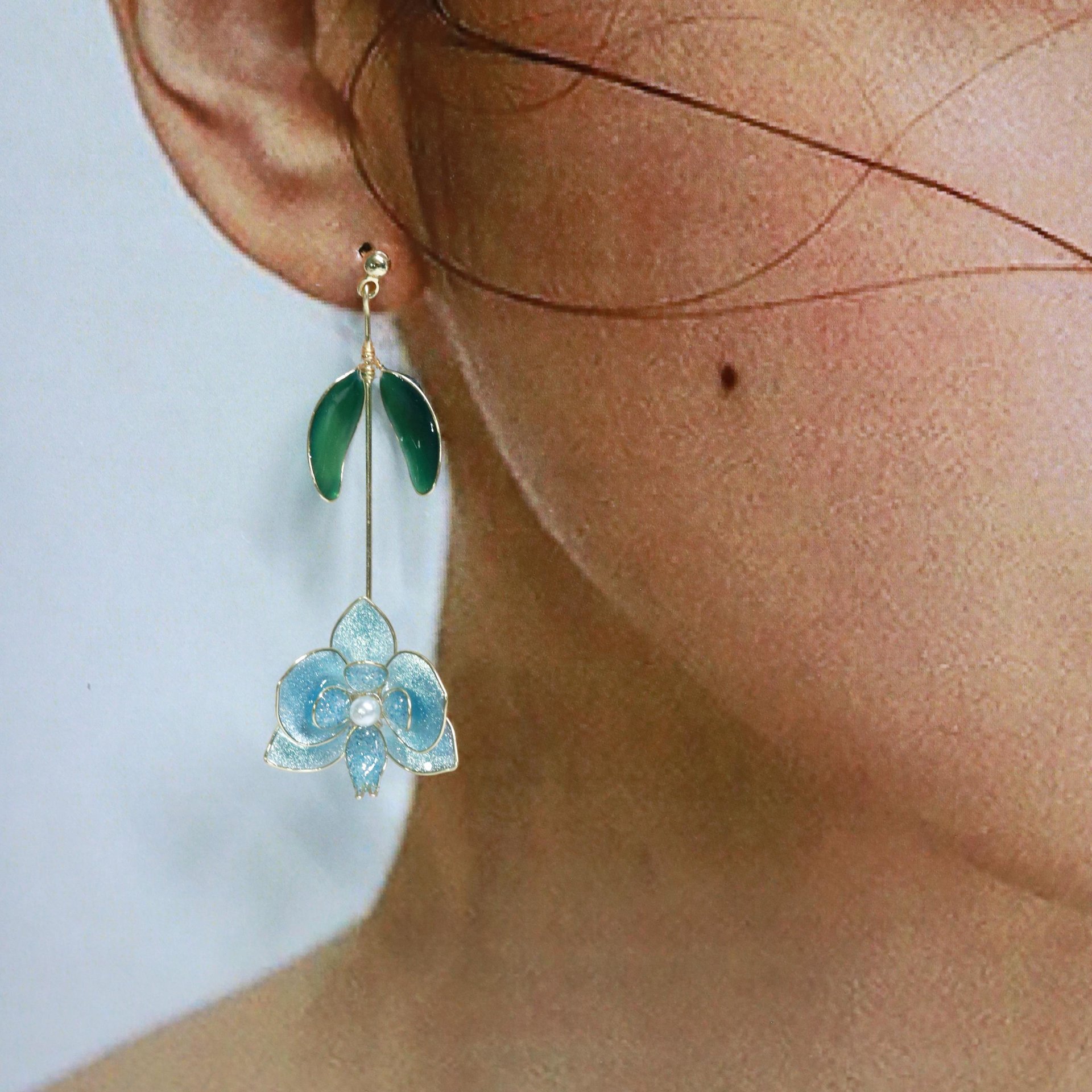 Handmade Orchid Floral Resin Earrings, Elegant Butterfly Orchid Phalaenopsis Stud/Dangle Earrings, Botanical Jewelry, Clip-On Available