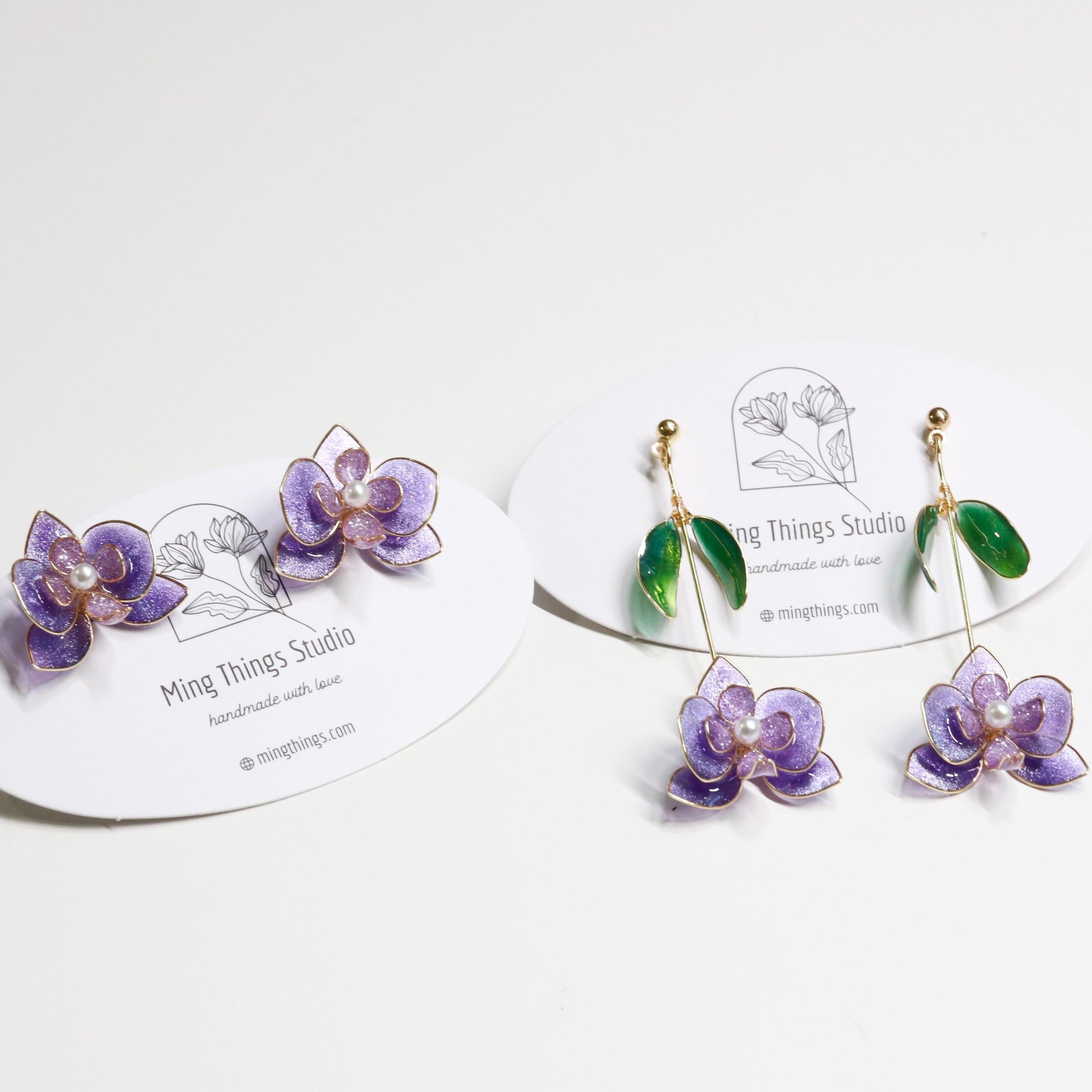 Handmade Orchid Floral Resin Earrings, Elegant Butterfly Orchid Phalaenopsis Stud/Dangle Earrings, Botanical Jewelry, Clip-On Available