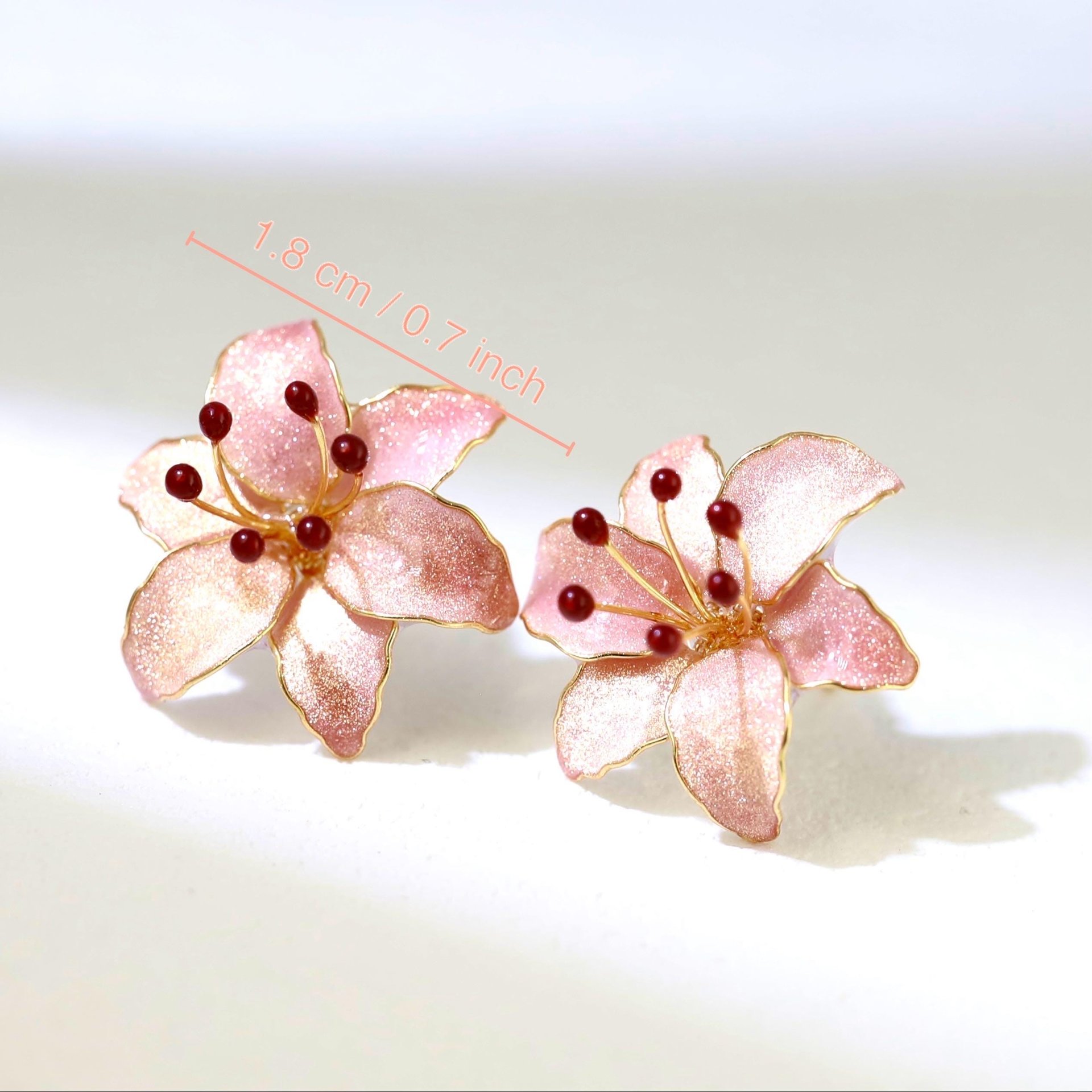 Handmade Wire Resin Sparkling Celestial Lily Flower Stud Earrings