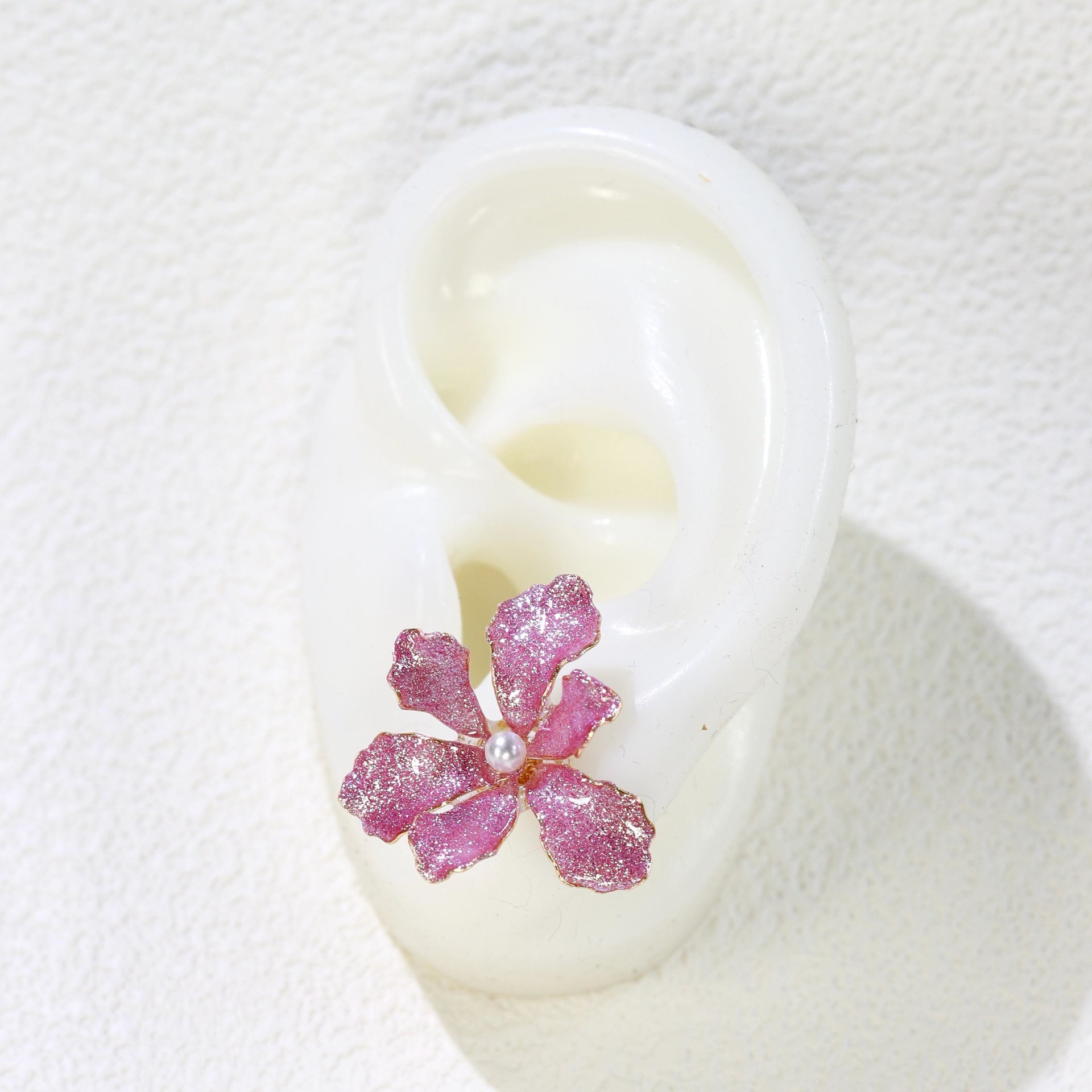 Handmade Iridescent Iris Orchid Flower Stud Earrings,  Resin Floral Whimsical Elegant Jewelry, Botanical Nature Inspired Accessories