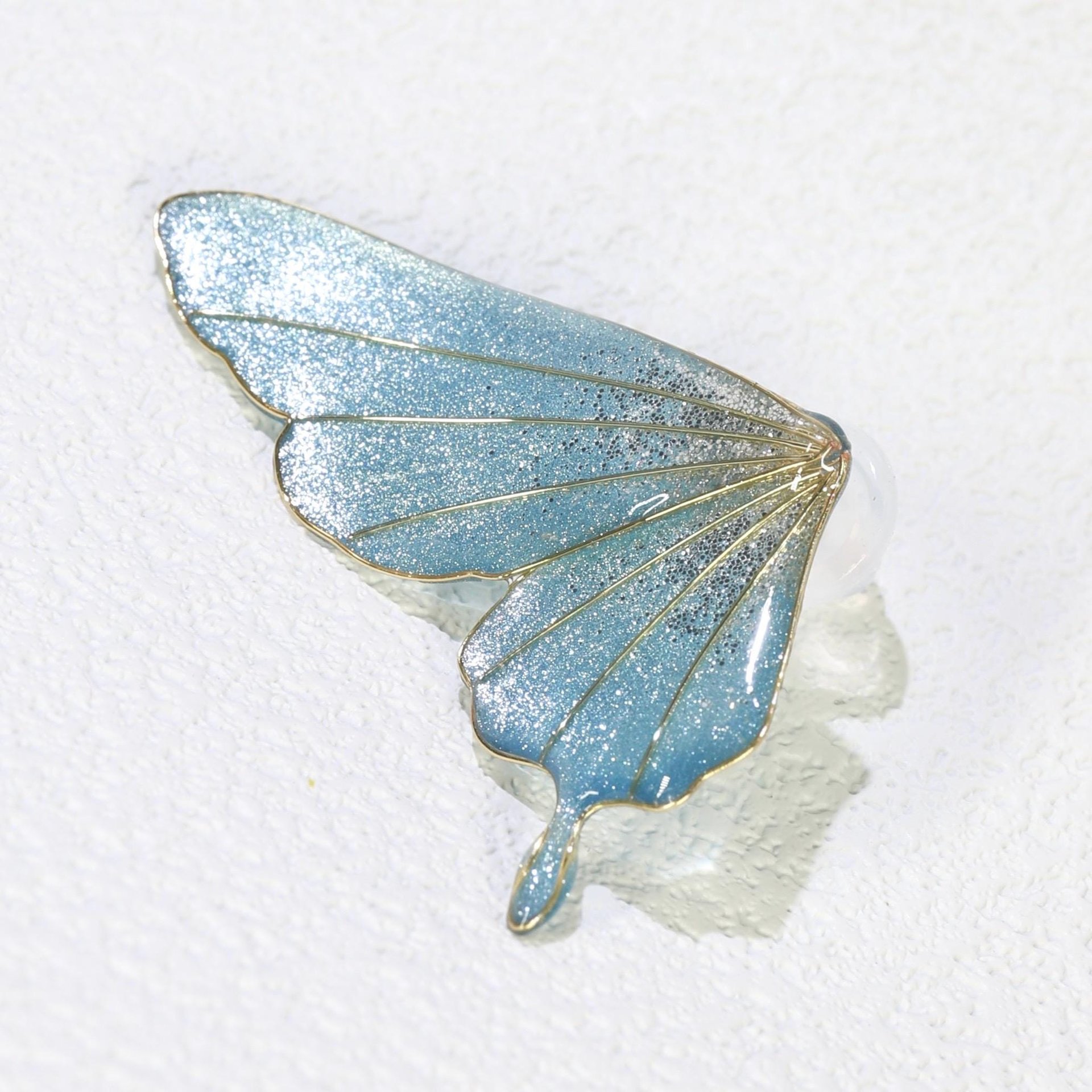 Handmade Ethreal Butterfly Wing Stud Earrings, Fairycore Glitter Resin Fairy Wings, Delicate Lightweight Jewelry Gift