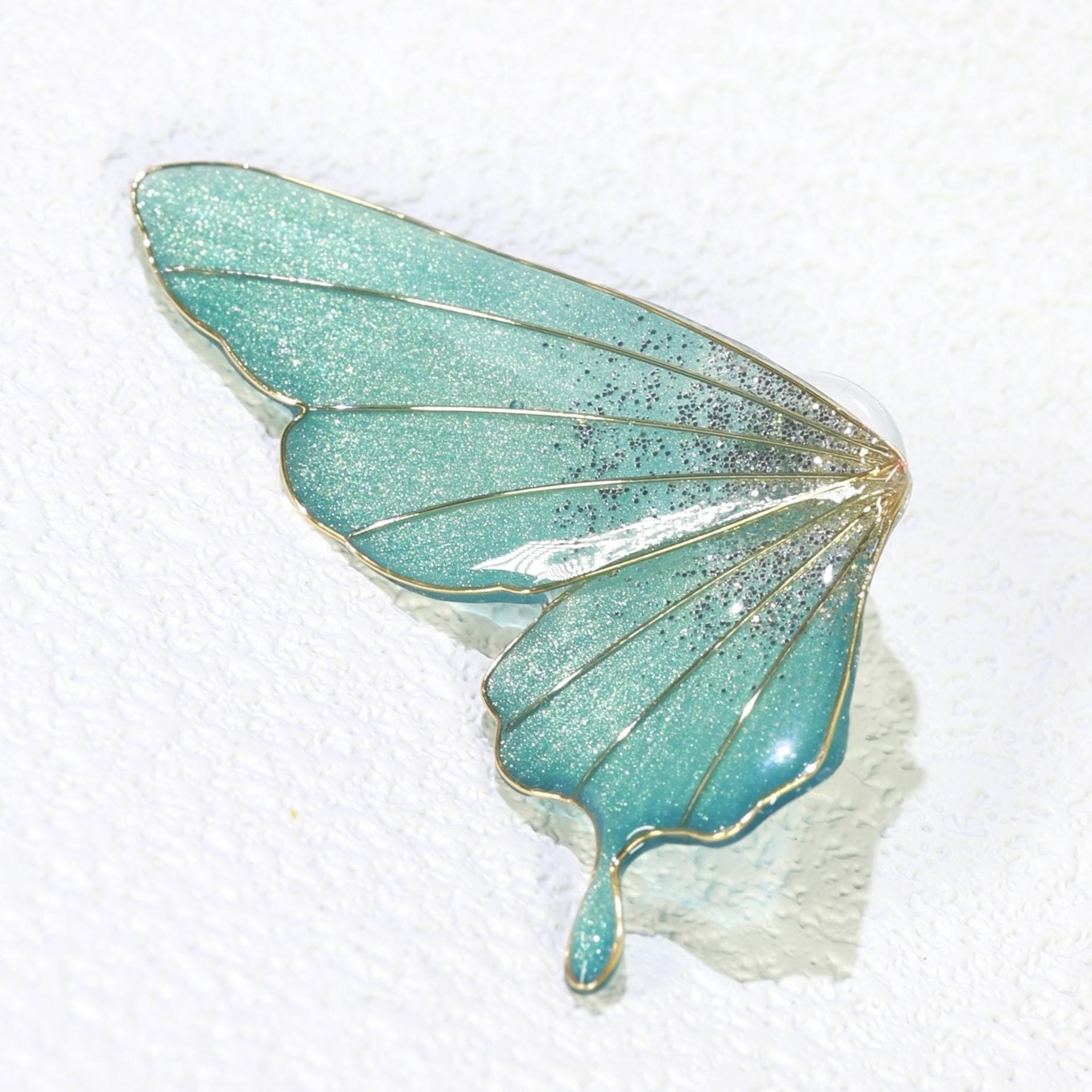 Handmade Ethreal Butterfly Wing Stud Earrings, Fairycore Glitter Resin Fairy Wings, Delicate Lightweight Jewelry Gift