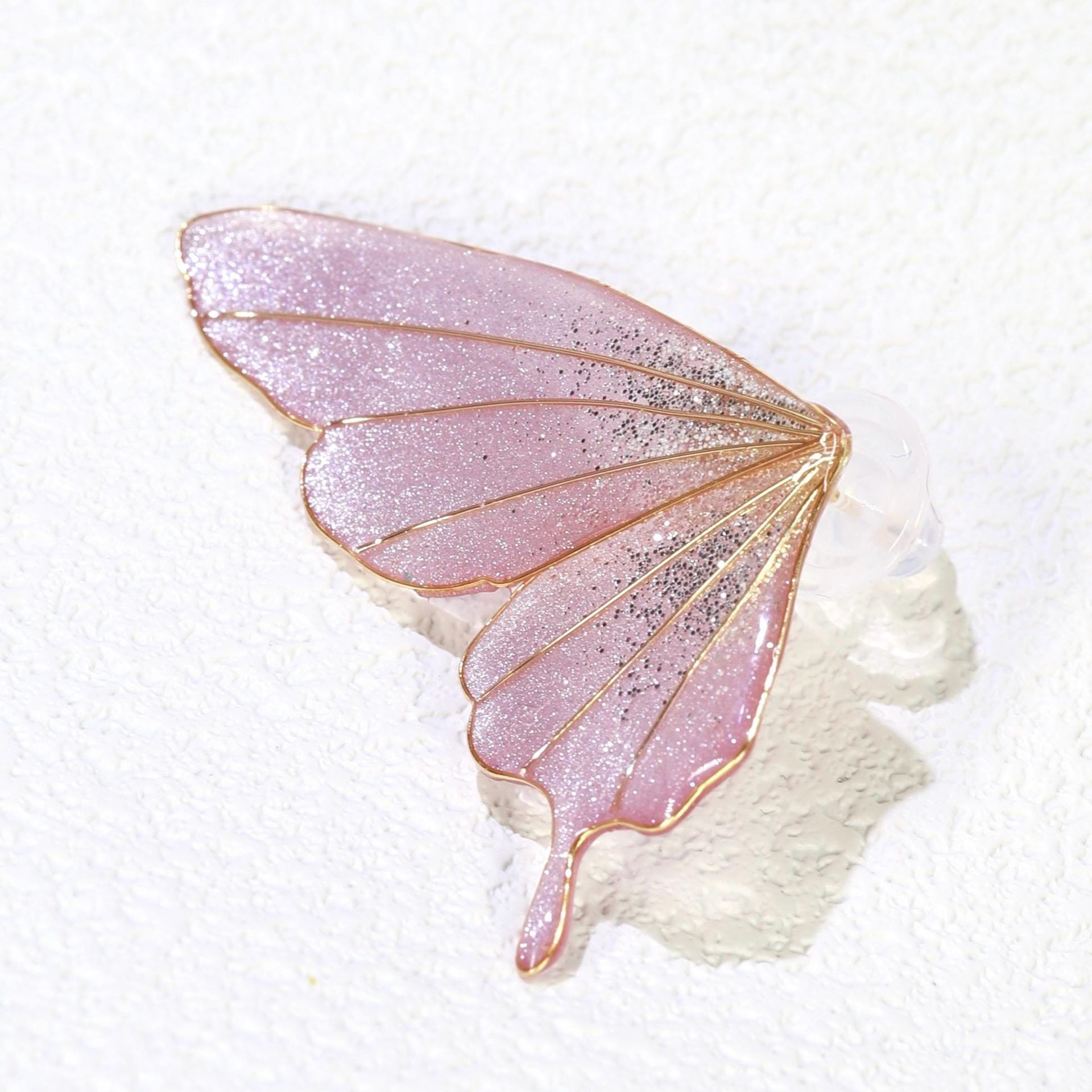 Handmade Ethreal Butterfly Wing Stud Earrings, Fairycore Glitter Resin Fairy Wings, Delicate Lightweight Jewelry Gift