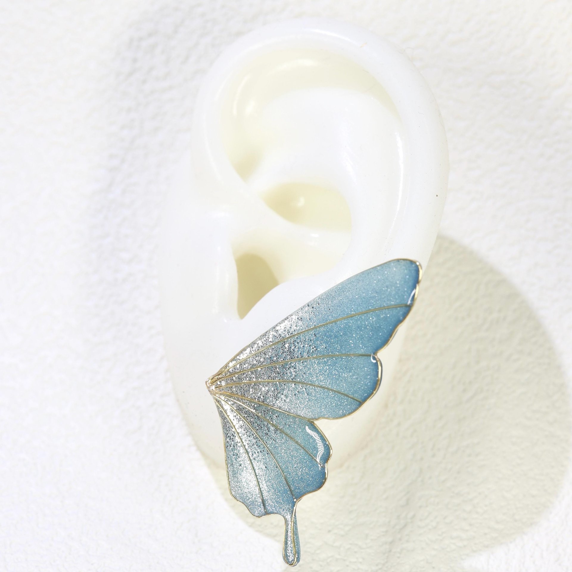Handmade Ethreal Butterfly Wing Stud Earrings, Fairycore Glitter Resin Fairy Wings, Delicate Lightweight Jewelry Gift