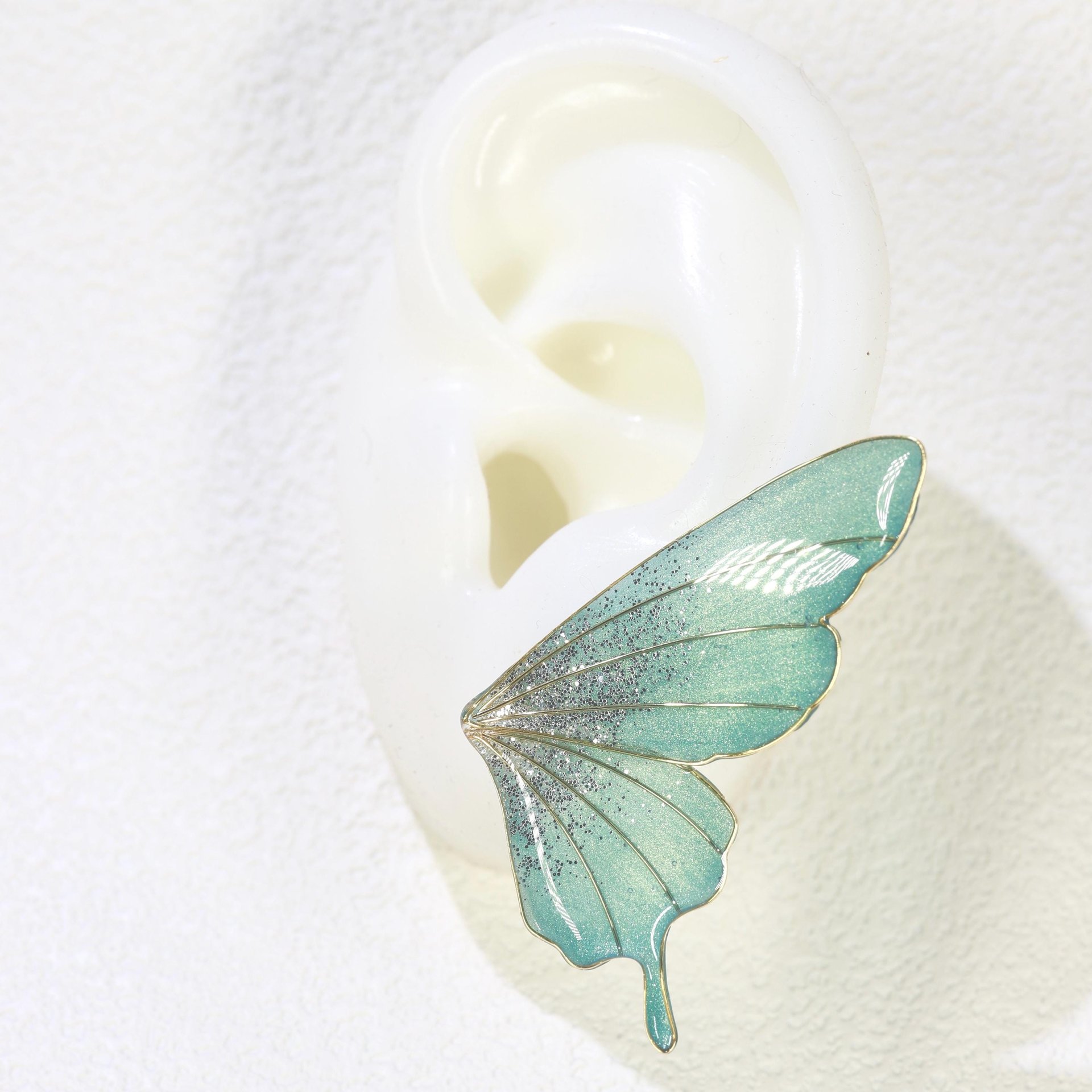 Handmade Ethreal Butterfly Wing Stud Earrings, Fairycore Glitter Resin Fairy Wings, Delicate Lightweight Jewelry Gift