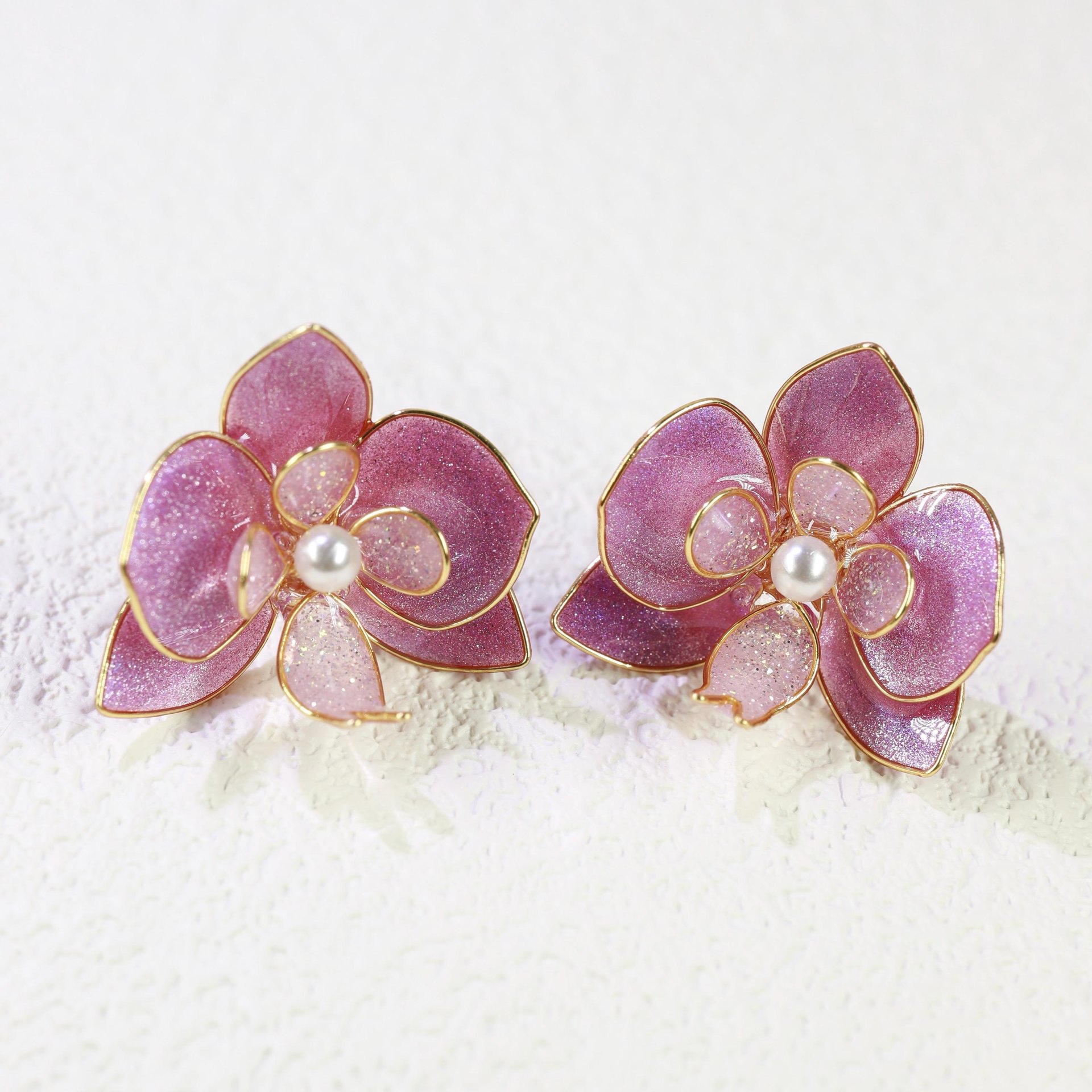 Handmade Orchid Flower Earrings