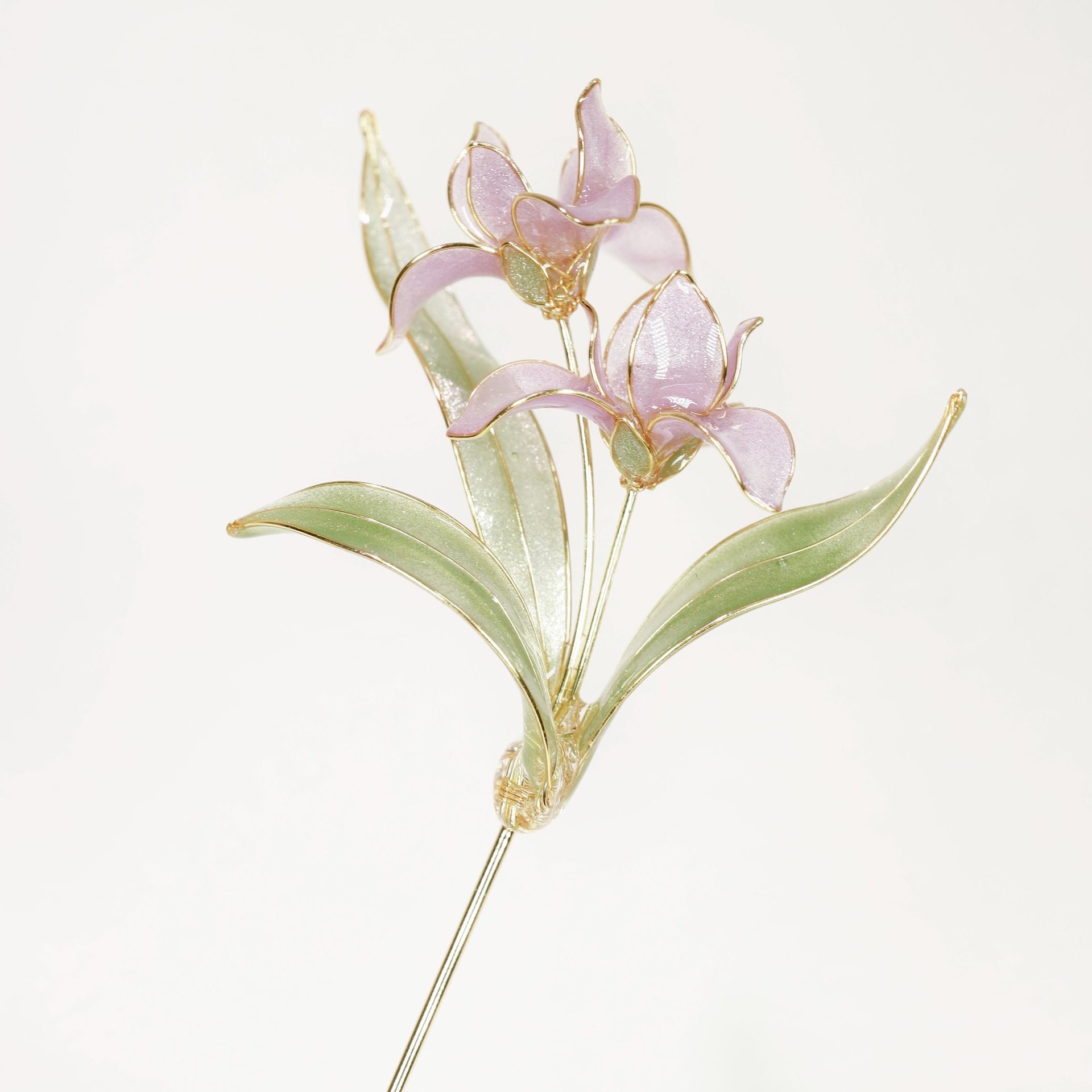 Handmade Elegant Iris Orchid Brooch Pin, Delicate Resin Floral Lapel Pin, Romantic Botanical Jewelry, Wedding Accessory