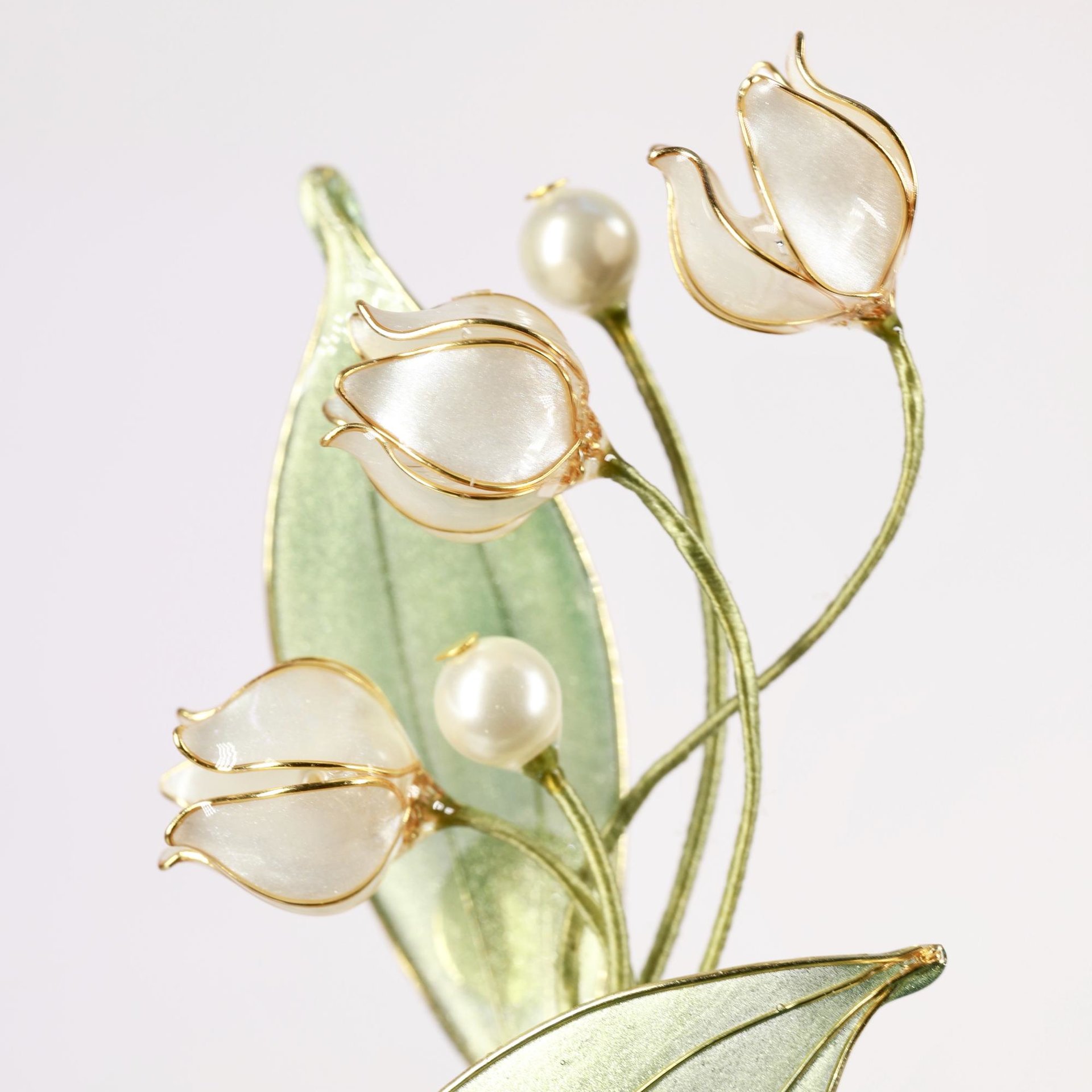 Handmade Lily of the Valley Brooch Pin, Resin Floral Art Lapel Pin, Botanical Gift