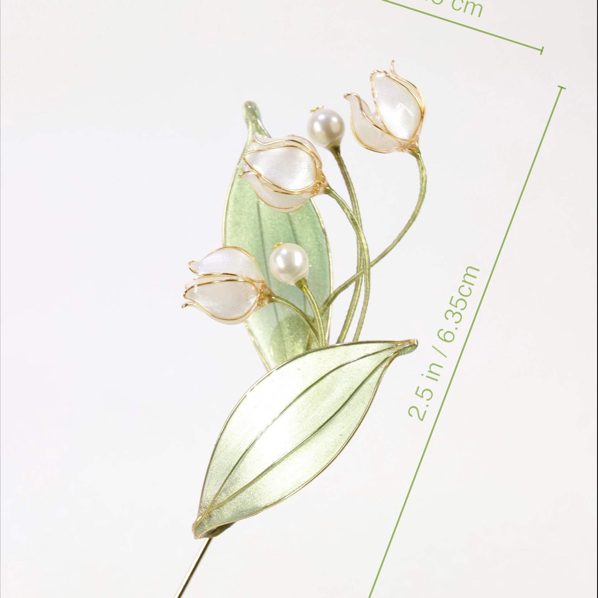 Handmade Lily of the Valley Brooch Pin, Resin Floral Art Lapel Pin, Botanical Gift