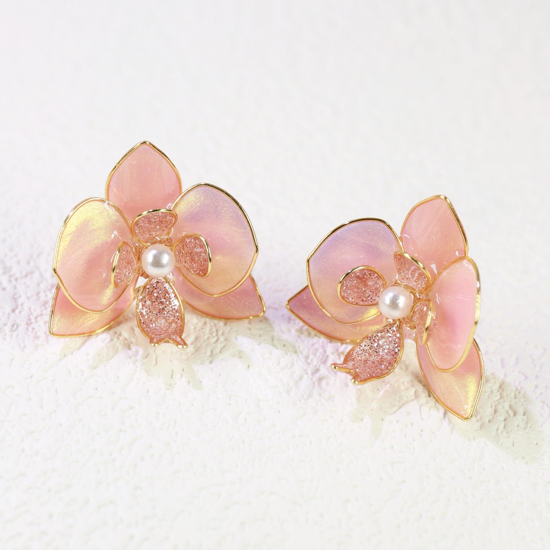 Handmade Orchid Flower Earrings