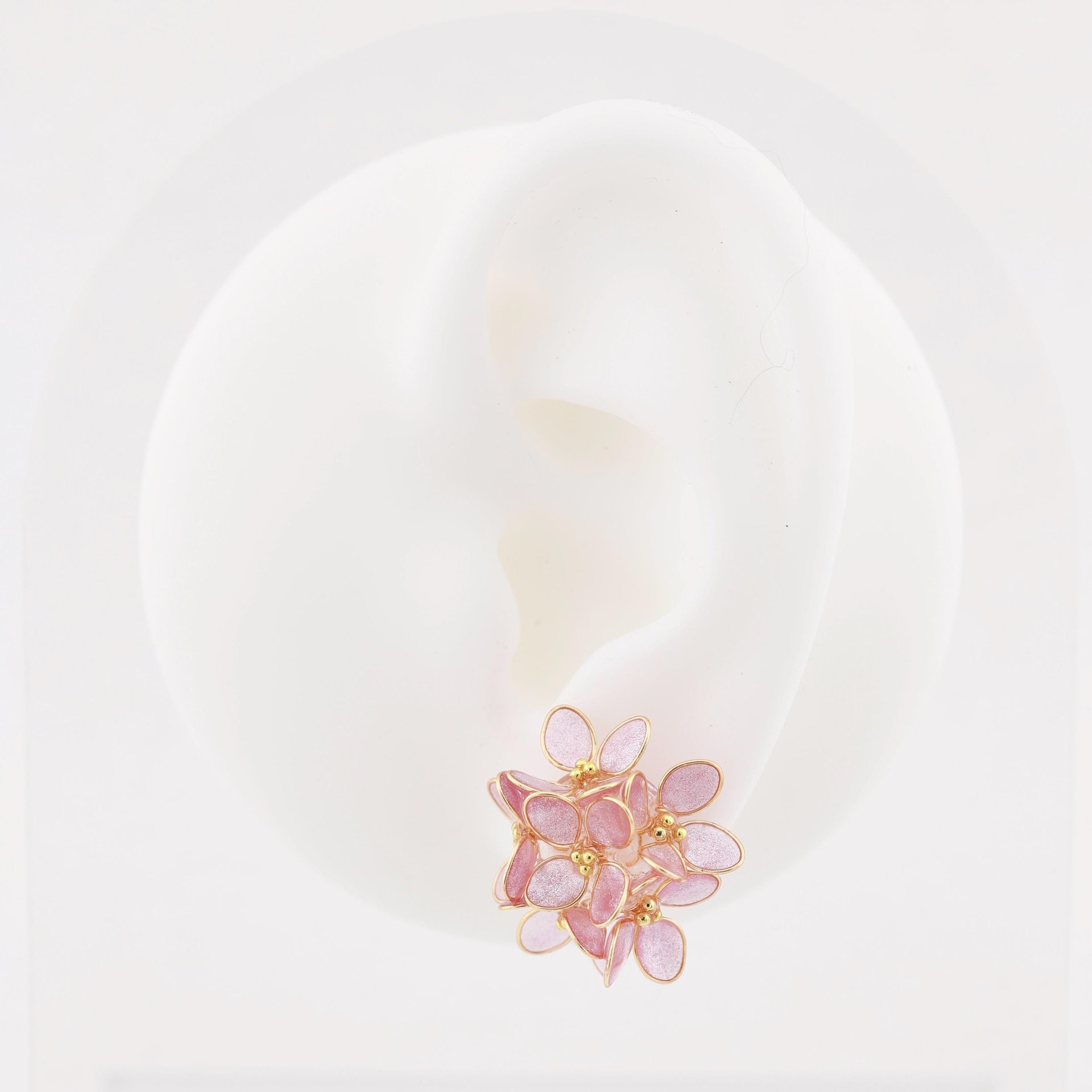 Handmade Hydrangea Flowers Earrings and Adjustable Rings, Romatic Floral Jewelry, Delicate Botanical Studs Gift, Hypoallergenic, Clip On
