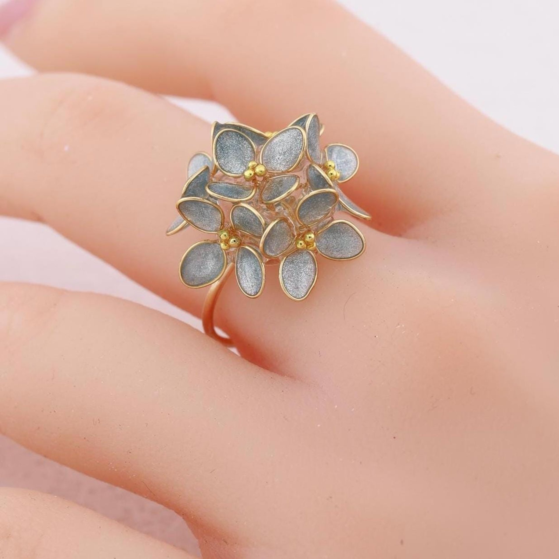 Handmade Hydrangea Flowers Earrings and Adjustable Rings, Romatic Floral Jewelry, Delicate Botanical Studs Gift, Hypoallergenic, Clip On
