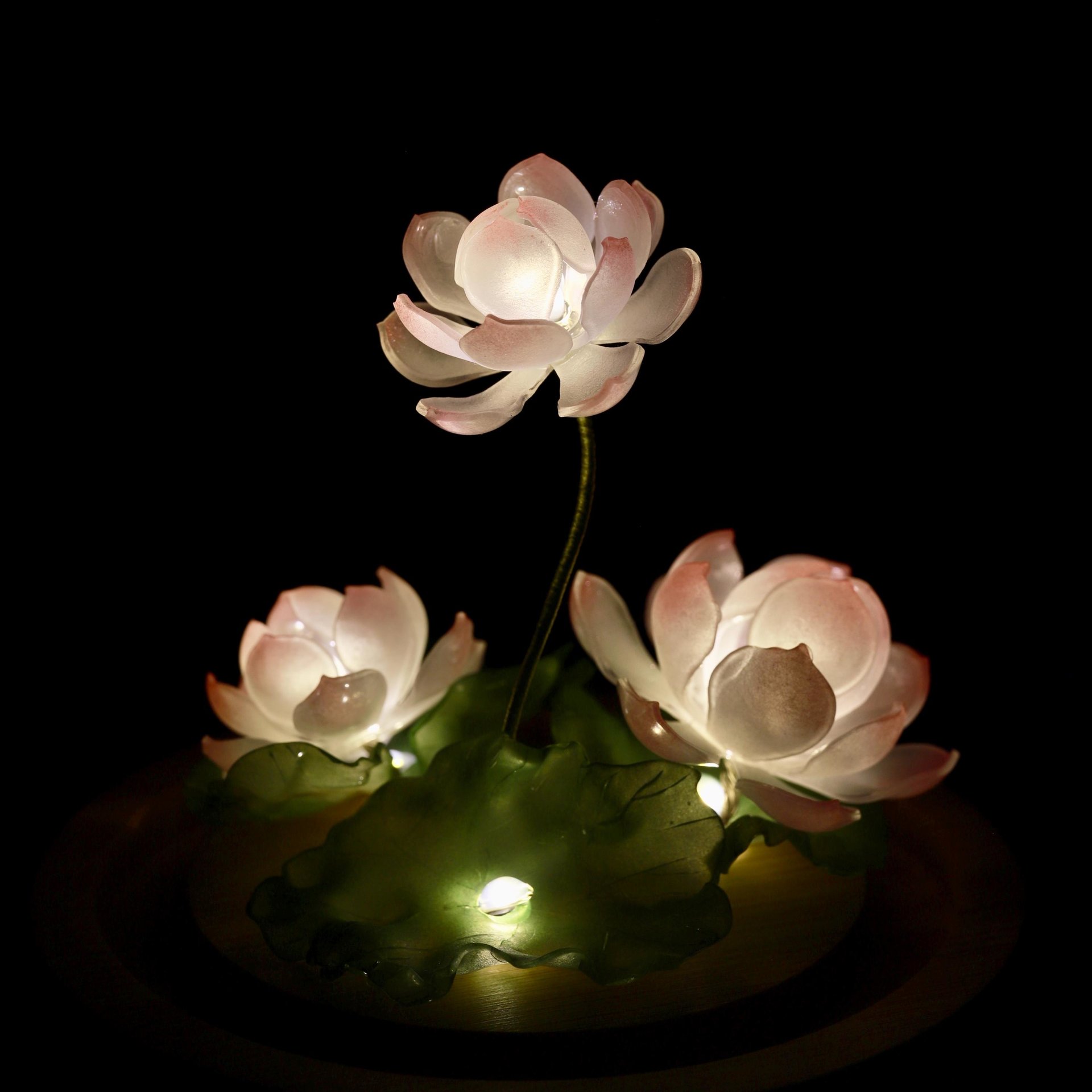 Handmade Mini Lotus Flower Pond Ambience Night Light Rechargeable Lamp