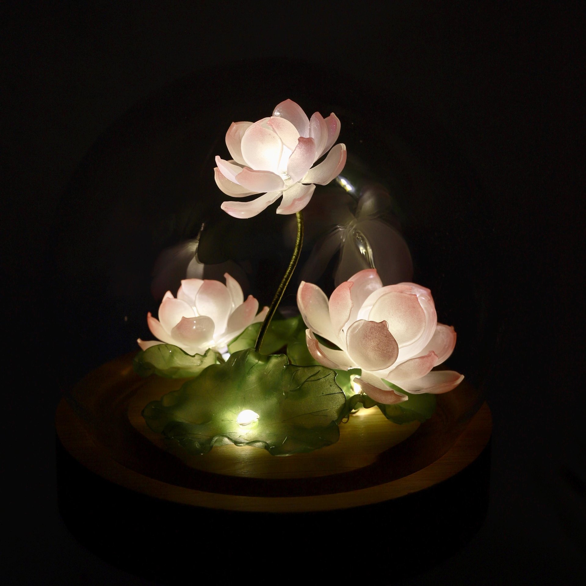 Handmade Mini Lotus Flower Pond Ambience Night Light Rechargeable Lamp