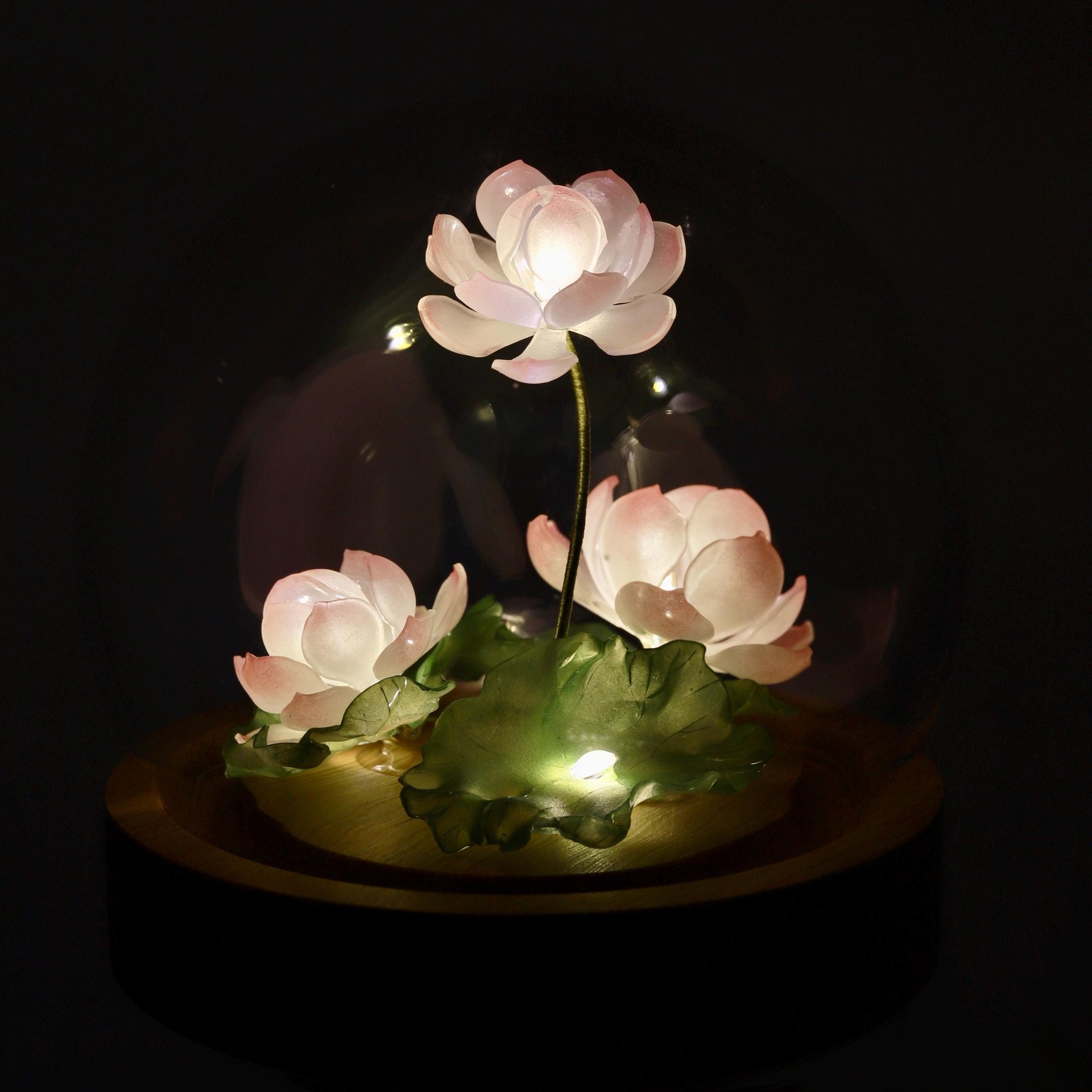 Handmade Mini Lotus Flower Pond Ambience Night Light Rechargeable Lamp