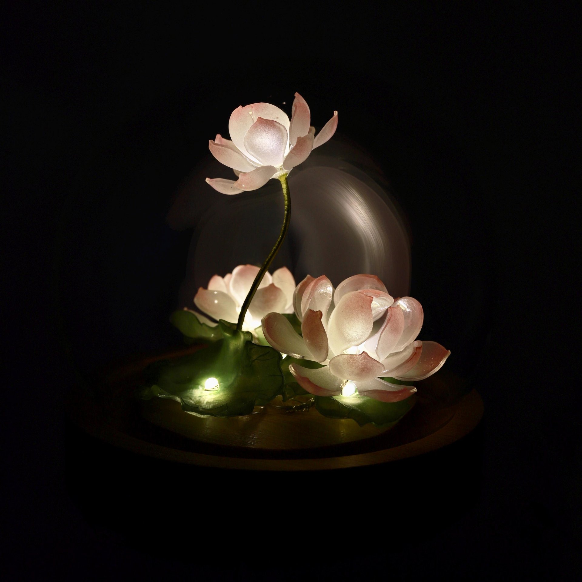 Handmade Mini Lotus Flower Pond Ambience Night Light Rechargeable Lamp