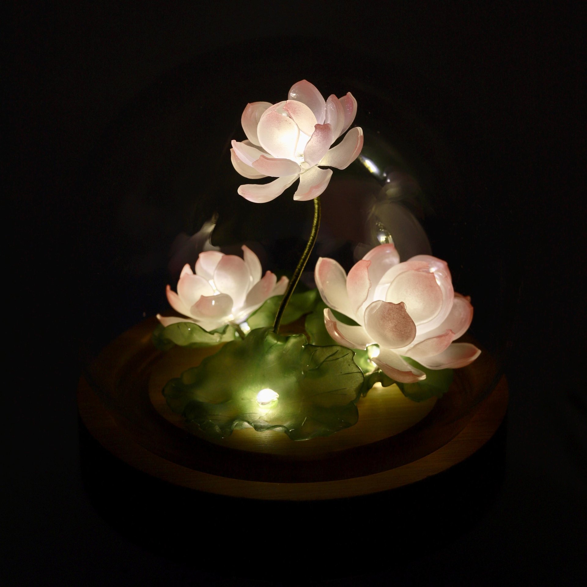 Handmade Mini Lotus Flower Pond Ambience Night Light Rechargeable Lamp