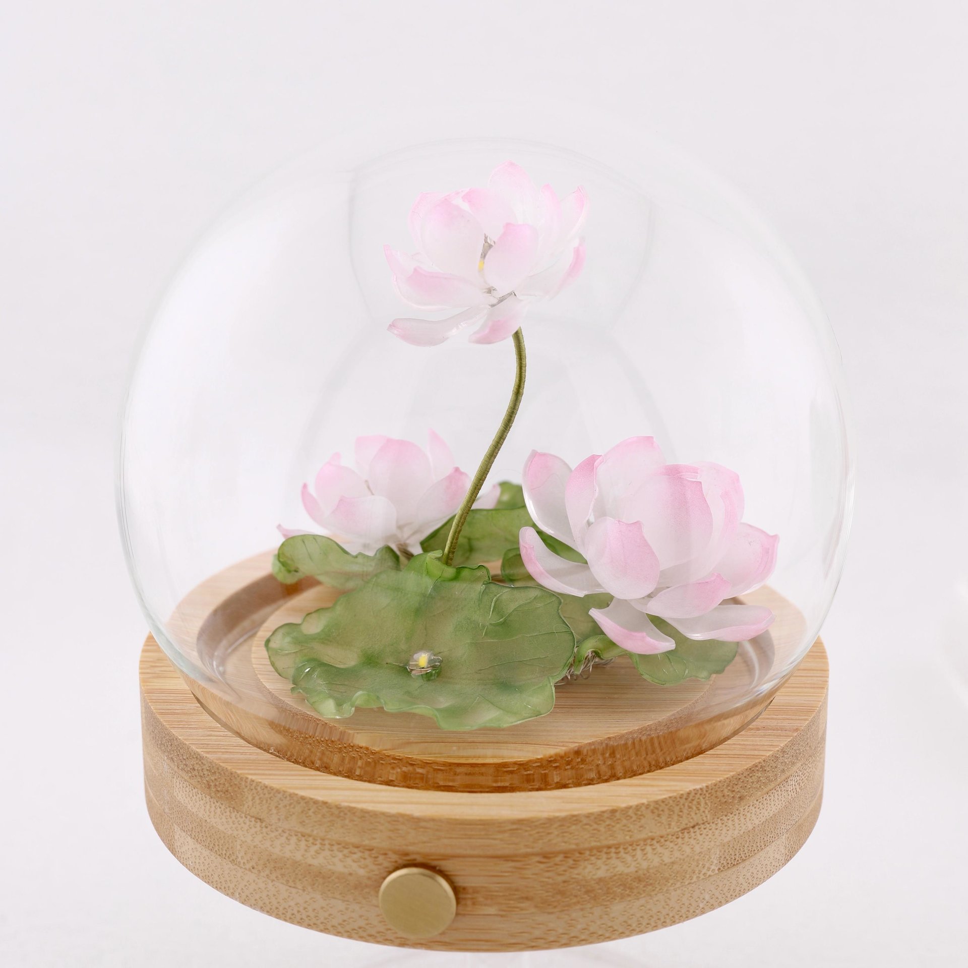 Handmade Mini Lotus Flower Pond Ambience Night Light Rechargeable Lamp