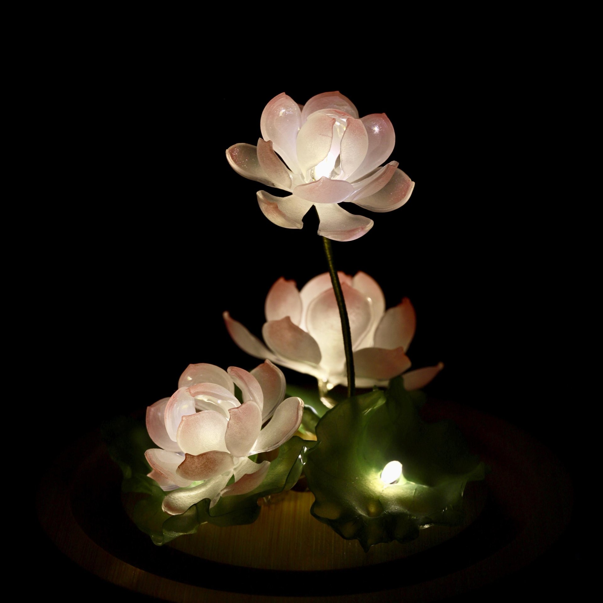 Handmade Mini Lotus Flower Pond Ambience Night Light Rechargeable Lamp