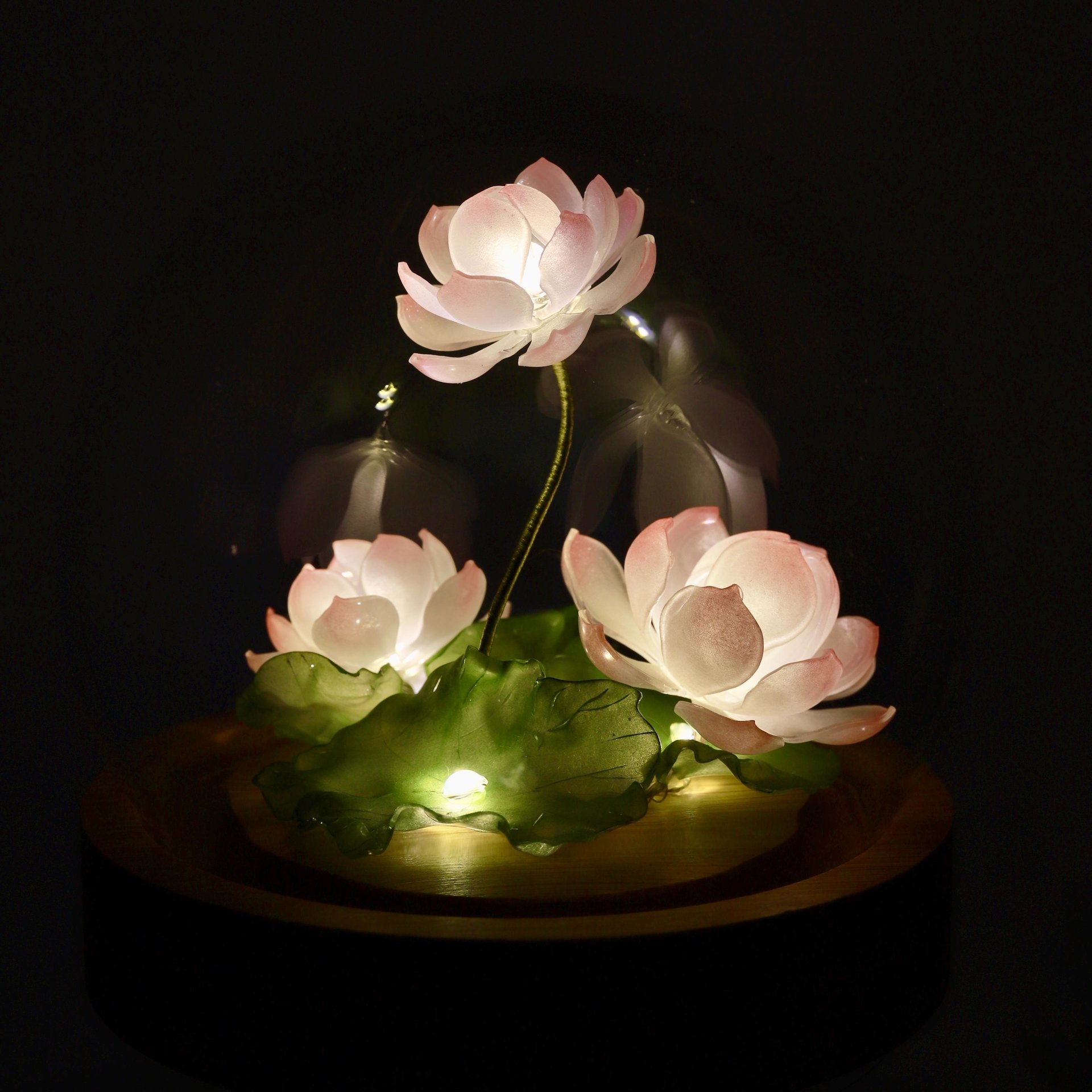 Handmade Mini Lotus Flower Pond Ambience Night Light Rechargeable Lamp