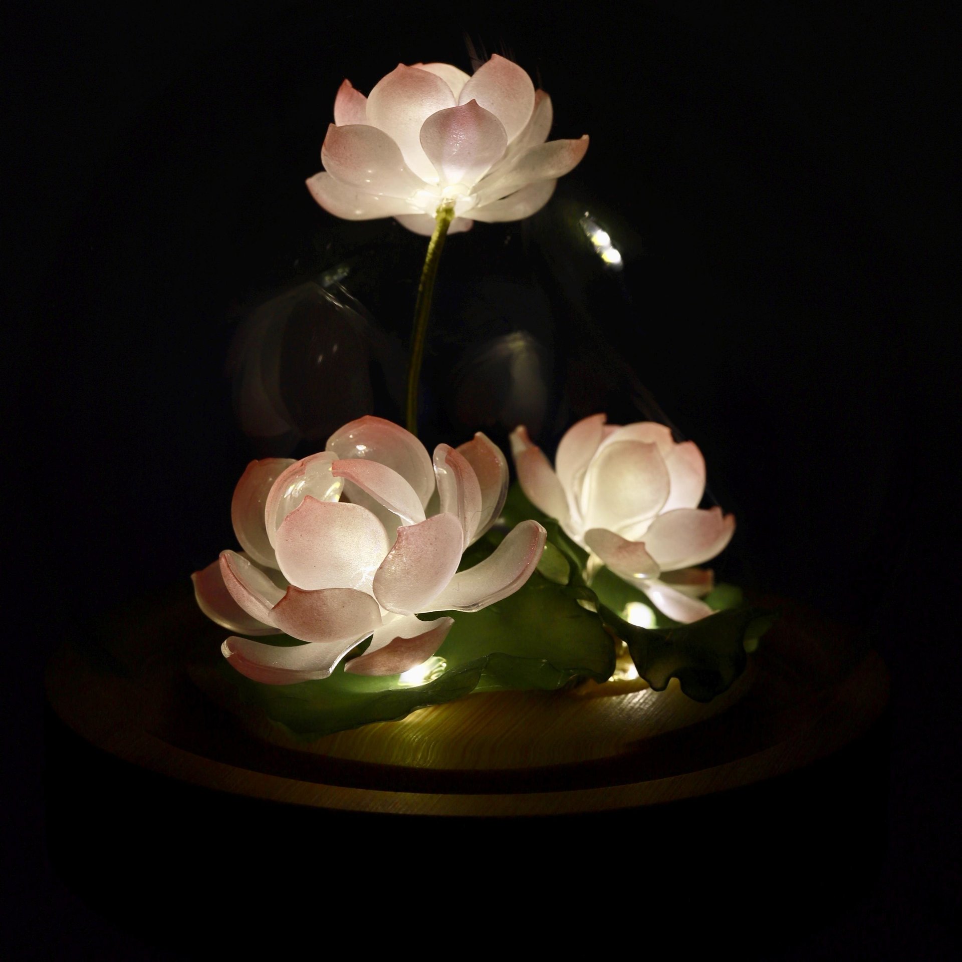 Handmade Mini Lotus Flower Pond Ambience Night Light Rechargeable Lamp