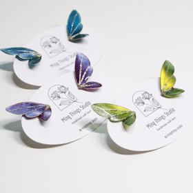 Handmade Colorful Resin Butterfly Earrings (small) - Jewel-Tone Statement Studs