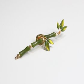 Handmade Jade Bamboo Brooch Lapel Pin, Unique Fashion Jewelry for Clothing, Nature Inspired Sweater/Suit Pin